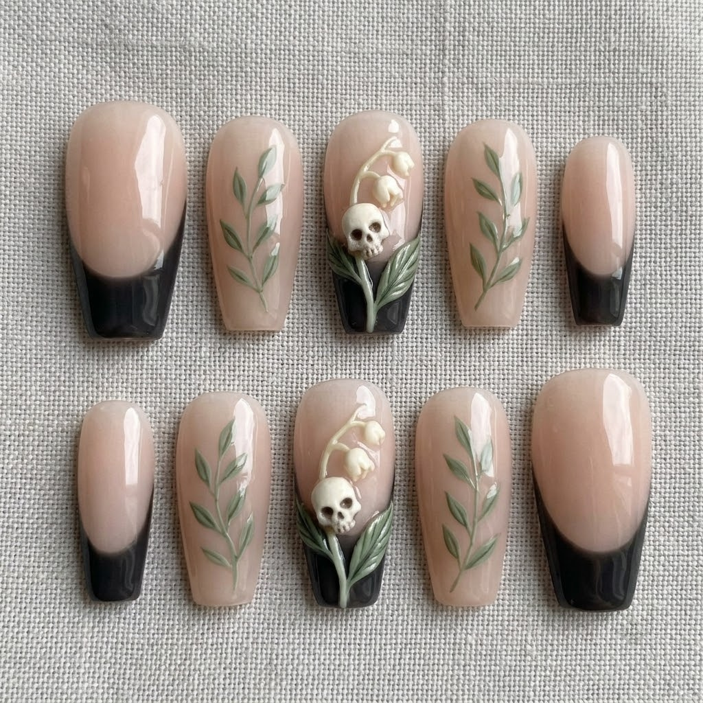 Skull nails, coffin set of 10 in two mirrored rows